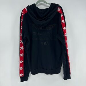 Robin's Jeans Hoodie Full Zip Jacker Men's L Distressed Bedazzled Embroidered